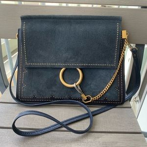 Chloé navy blue leather shoulder bag